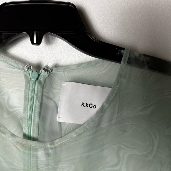 KkCo Nine Twenty-Seven Asymmetrical Ruffle Sheer Organza Dress Warped Moss - Picture 8 of 12